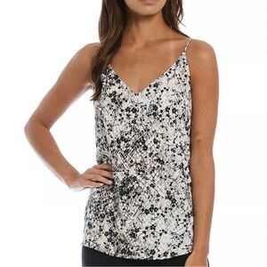Calvin Klein Floral Snake Print V-Neck Suit Camisole Tank Black White Medium